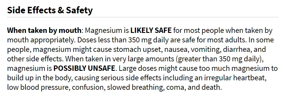 magnesium side effects benefits