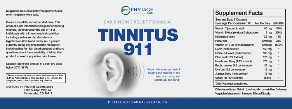 Tinnitus 911 Supplement label