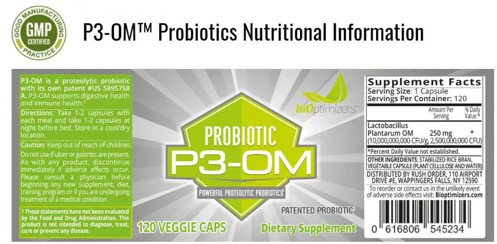 Bioptimizer P3-Om patented L-Plantarum probiotic formula