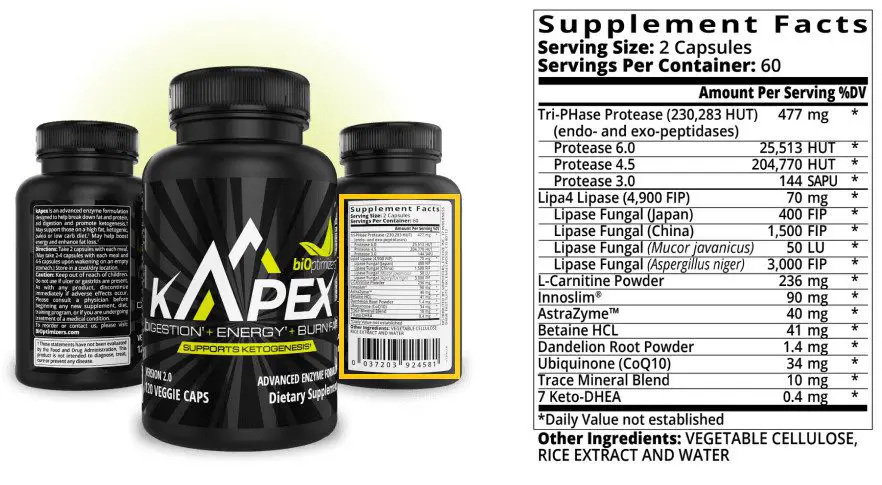 Bioptimizer Kapex Digestive Enzymes for keto dieting and weight loss
