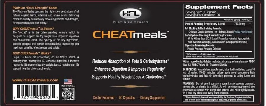 Cheatmeals Ingredients label