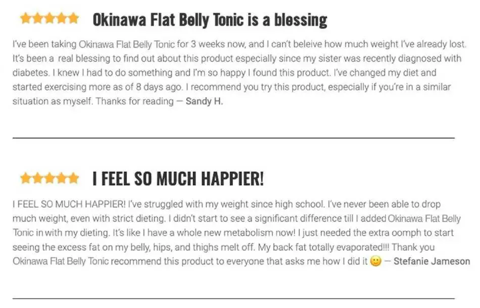 Okinawa Flat Belly Tonic Customer Reviews