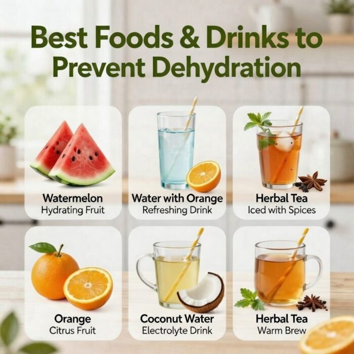 “Best drinks and foods to prevent dehydration”
