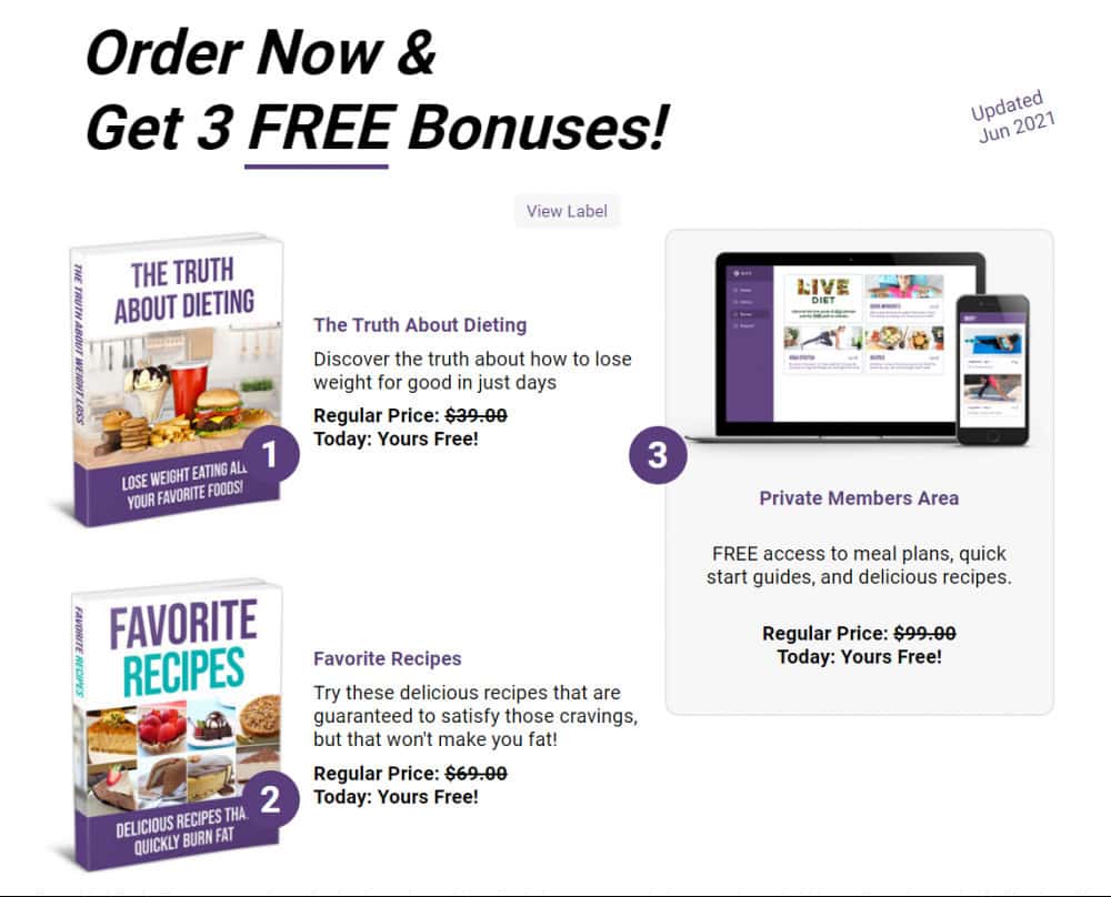Biofit order now and get 3 free bonuses; The truth about dieting ebook, favorite recipes ebook and private members area on facebook.