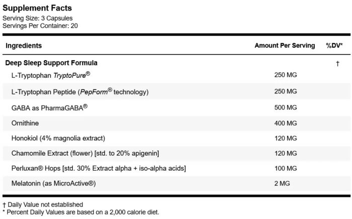 hfl deep sleep formula ingredients label what's inside