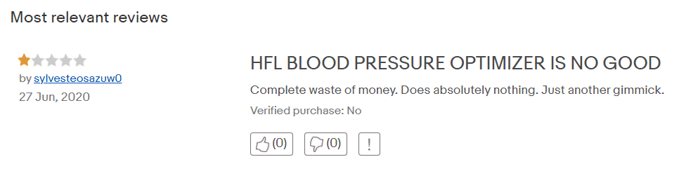 hfl blood pressure optizer reviews