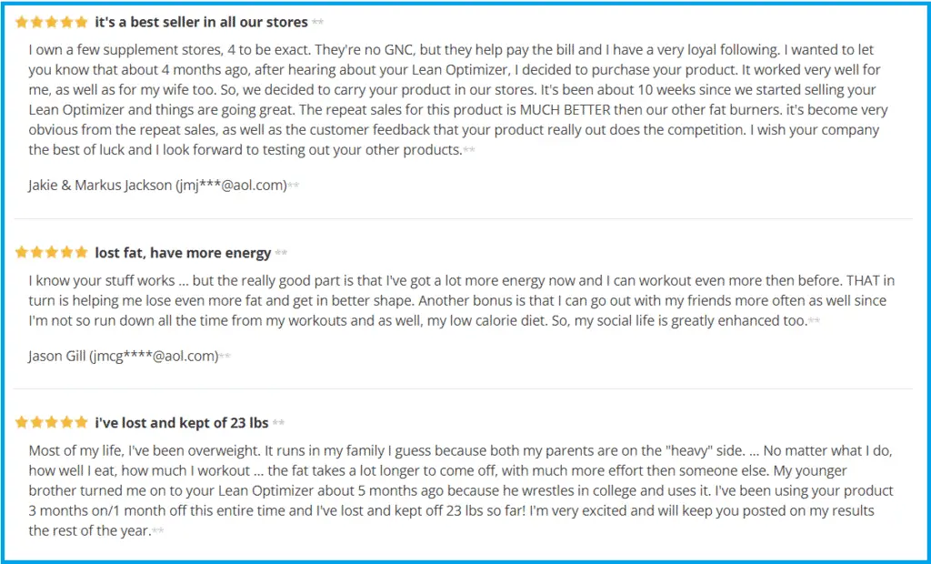 hfl solutions lean optimizer customer reviews 2 from HFL website