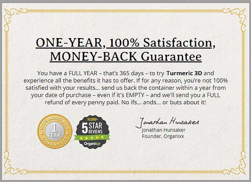 turmeric 3d 1 year money back guarantee