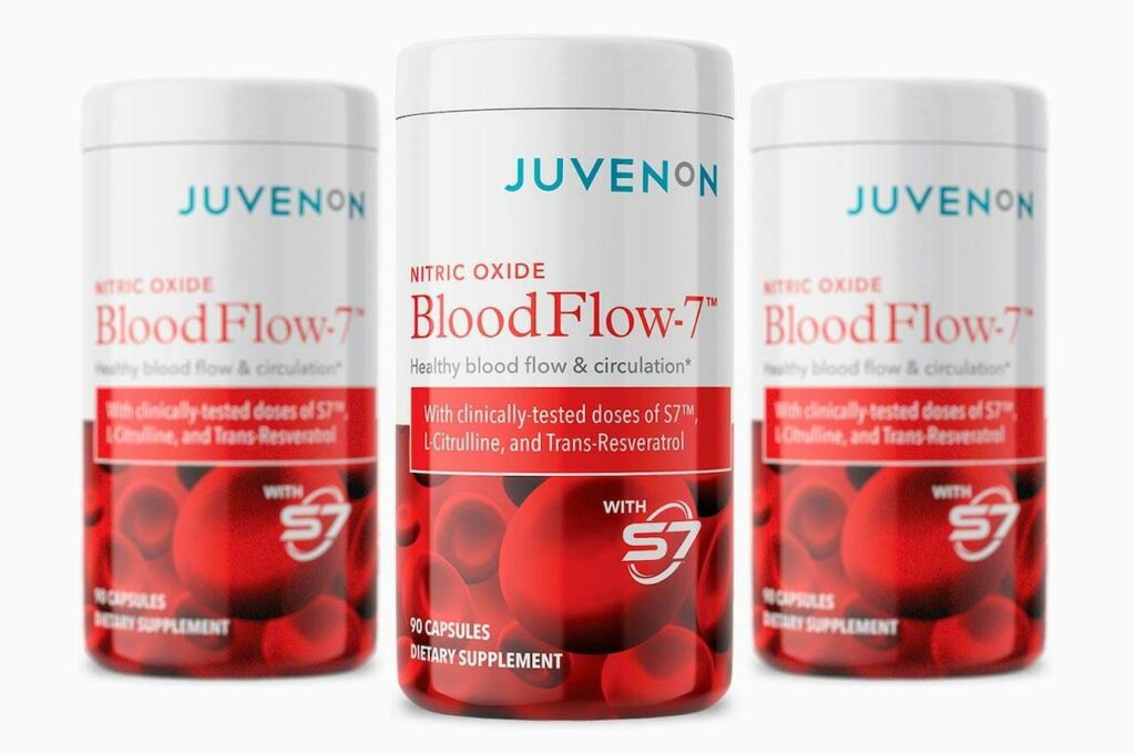 juvenon blood flow 7 healthy blood flow and circulation clinically tested with high doses of S7, L Citruline and Trans Reservatrol