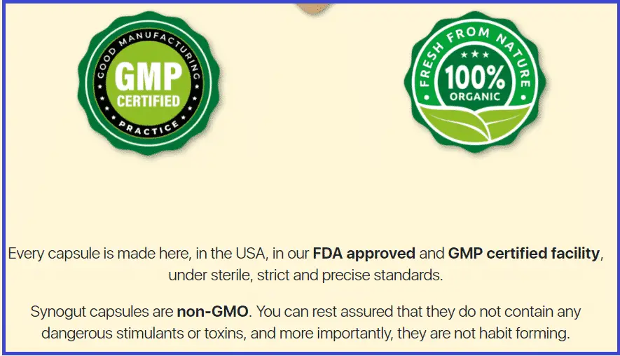 synogut probiotics gmp certified 100% organic