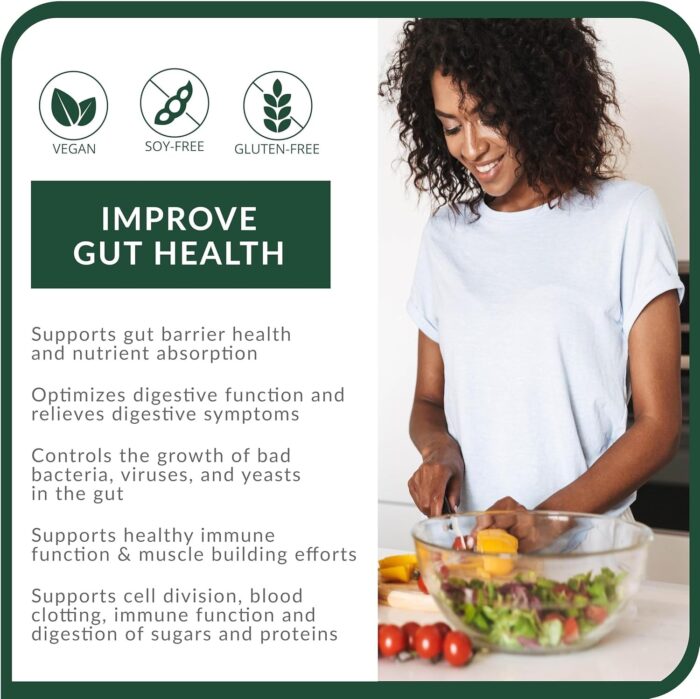 text based image that explains how probiotics can support gut health and nutrient absorption and how it controls bad bacteria in the gut