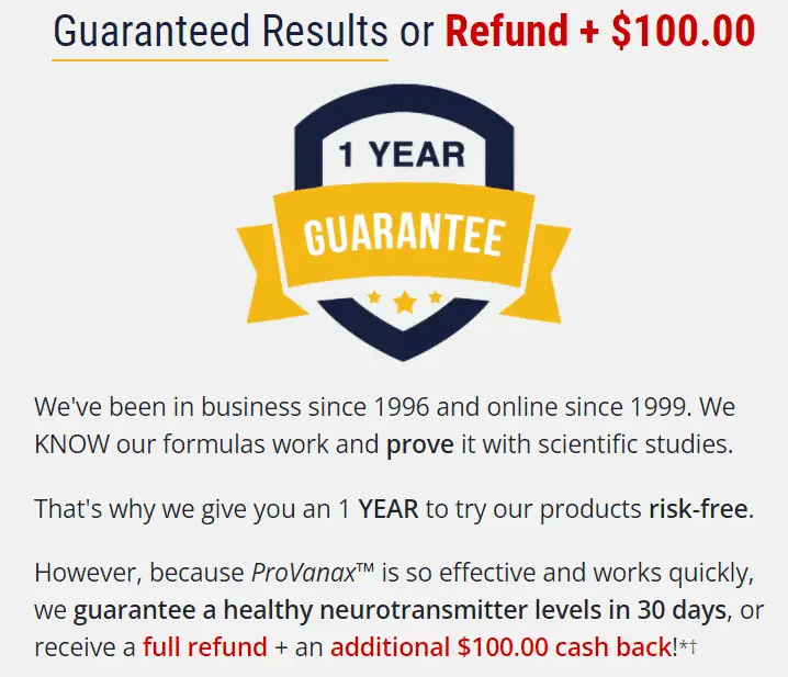 provanax 1 year guarantee