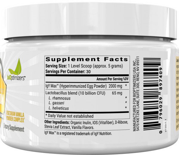 Bioptimizers Leaky Gut Guardian ingredients label