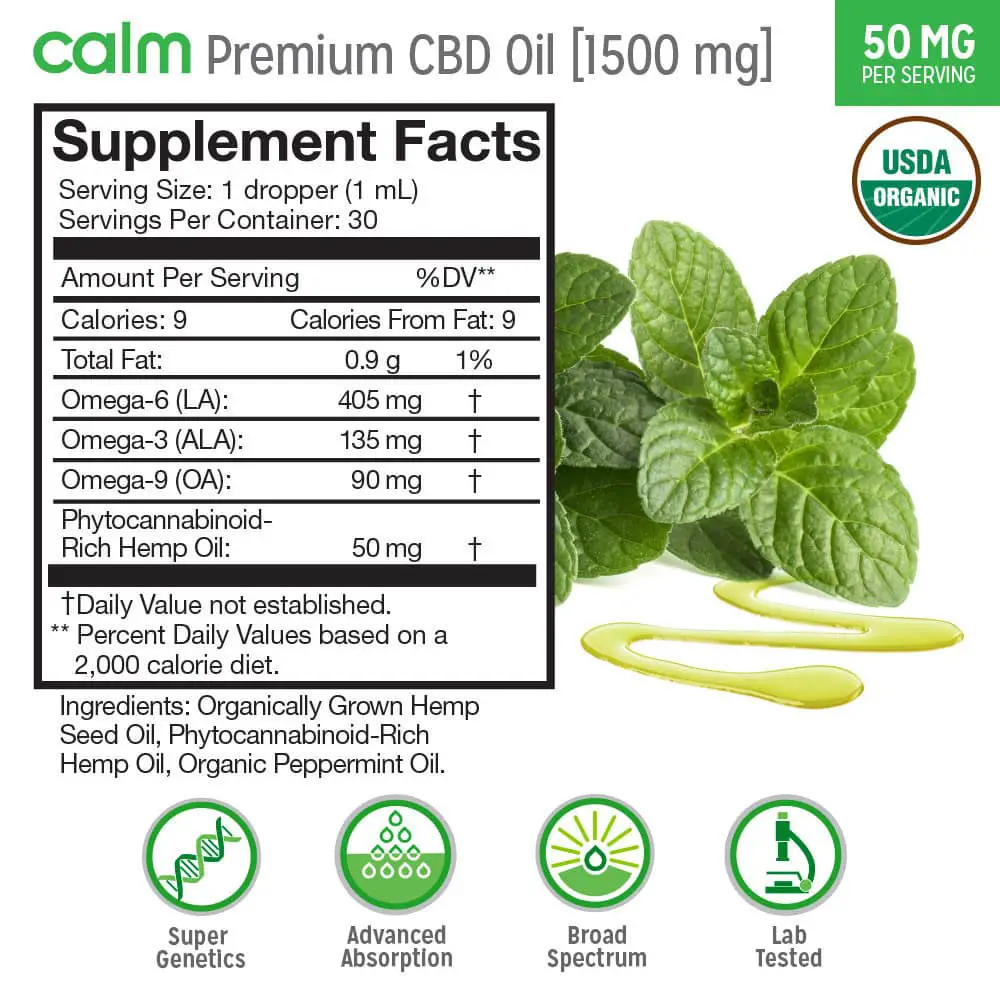 calm premium cbd ingredients