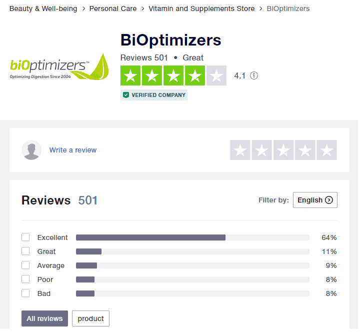 trustpilot reviews bioptimizers