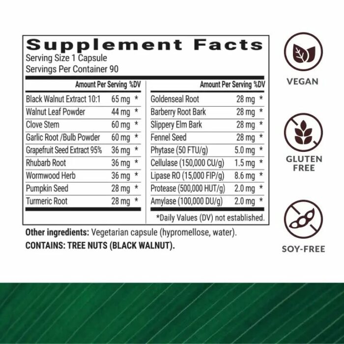 Bioptimizers Para Guardian Supplement Facts Label and Full Ingredients list