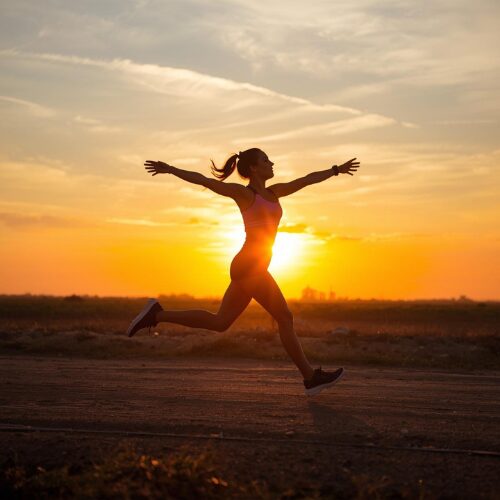 woman running during sun set