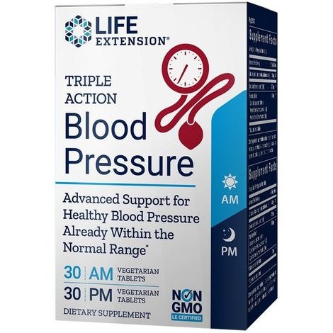 Life Extension Triple Action Blood Pressure Supplement 60 Capsules Non GMO