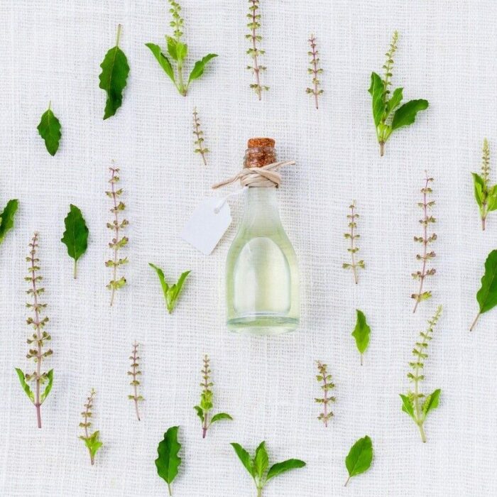 Essential oils and diffuser used for aromatherapy and relaxation at home