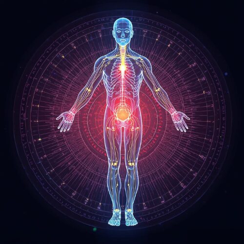 Diagram showing energy meridians used in acupressure therapy