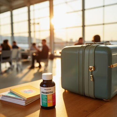 Probiotic supplement for maintaining gut health during international travel