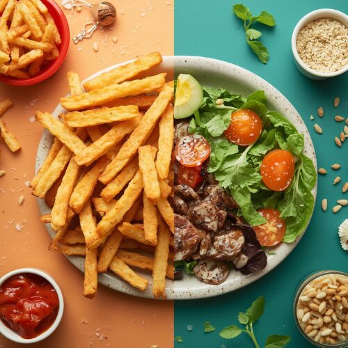 healthy vs unhealthy fried airport food that can cause digestive issues