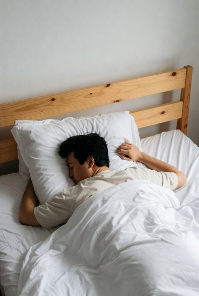 man sleeping before travel