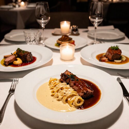 rich foods at a restaurant