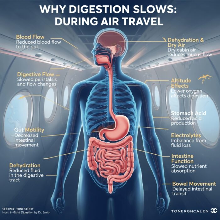 why digestion slows during air travel and long flights