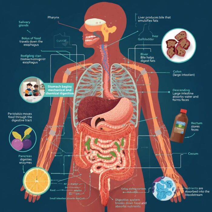 “Digestive enzymes helping break down protein fats and carbohydrates to reduce bloating while traveling”