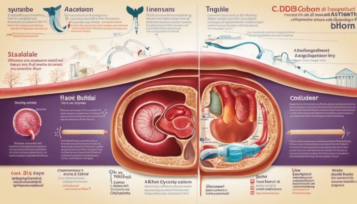 Illustration showing the difference between IBD and IBS, highlighting their distinct symptoms and effects on the digestive system.