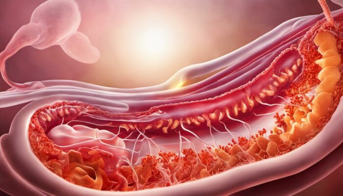 Illustration depicting the inflammation in the digestive tract associated with Inflammatory Bowel Disease