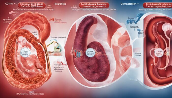 Image depicting the differences between Inflammatory Bowel Disease (IBD) and Irritable Bowel Syndrome (IBS), highlighting the symptoms and diagnostic processes.